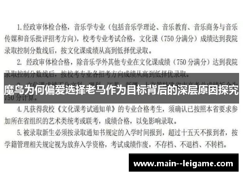 魔鸟为何偏爱选择老马作为目标背后的深层原因探究